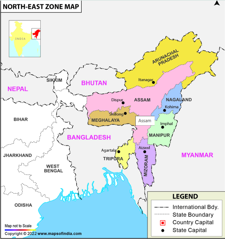 North East India Map